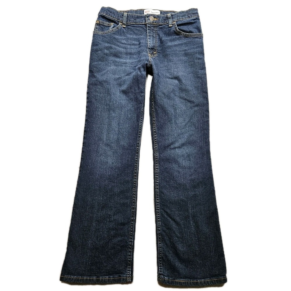 Wrangler Classic Boot Jeans Big Boys 14 Blue Dark Wash Mid Rise 28x27 Adjustable
